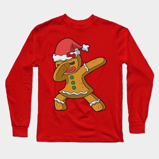 Christmas Dabbing Mrs Gingerbread Girl Women Long Sleeve T-Shirt by E